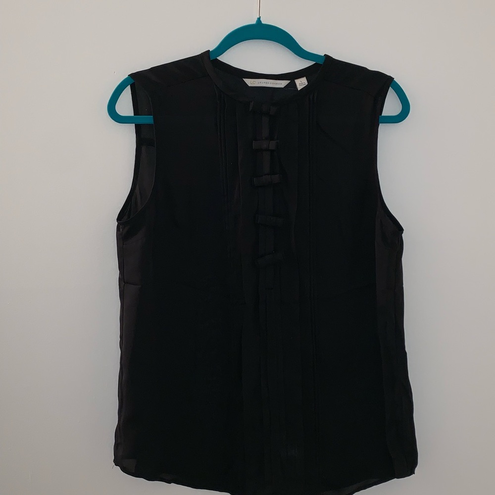 Silky Black, button up sleeveless blouse